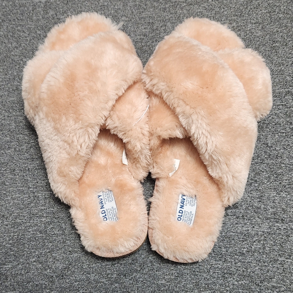 Old Navy Tan Cozy Slippers with Plush Texture